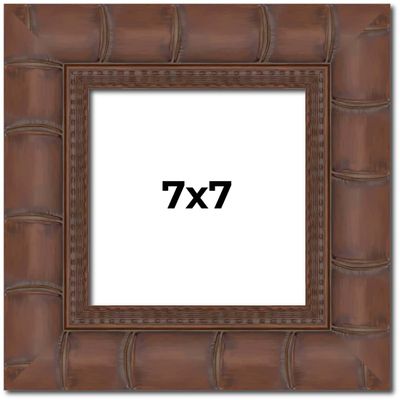 Poster Palooza 7x7 Frame Brown Bamboo Solid Wood Picture Frame | 2.75 Inch Moulding Width | Includes UV Acrylic Plexiglass, Foam Board Backing & Hanging Hardware