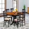 East West Furniture AVAT7-BLK-C 7 Piece Kitchen Table Set Consist of an Oval Dining Table with Butterfly Leaf and 6 Linen Fabric Upholstered Dining Chairs, 42x60 Inch, Black & Cherry view 2