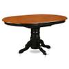 East West Furniture AVAT7-BLK-C 7 Piece Kitchen Table Set Consist of an Oval Dining Table with Butterfly Leaf and 6 Linen Fabric Upholstered Dining Chairs, 42x60 Inch, Black & Cherry view 3