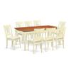 East West Furniture DOPL9-WHI-C 9 Piece Dining Table Set Includes a Rectangle Dining Room Table with Butterfly Leaf and 8 Linen Fabric Upholstered Chairs, 42x78 Inch, Buttermilk & Cherry view 1