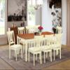 East West Furniture DOPL9-WHI-C 9 Piece Dining Table Set Includes a Rectangle Dining Room Table with Butterfly Leaf and 8 Linen Fabric Upholstered Chairs, 42x78 Inch, Buttermilk & Cherry view 2