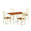 East West Furniture NOAN5-WHI-W 5 Piece Kitchen Table & Chairs Set Includes a Rectangle Dining Room Table with Butterfly Leaf and 4 Dining Chairs, 32x54 Inch, Buttermilk & Cherry view 1