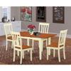 East West Furniture NOAN5-WHI-W 5 Piece Kitchen Table & Chairs Set Includes a Rectangle Dining Room Table with Butterfly Leaf and 4 Dining Chairs, 32x54 Inch, Buttermilk & Cherry view 2