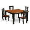 East West Furniture PFNI5-BCH-W 5 Piece Dining Set Includes a Square Dining Room Table with Butterfly Leaf and 4 Wood Seat Chairs, 54x54 Inch, Black & Cherry view 1
