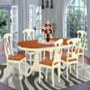 East West Furniture PLKE7-WHI-W 7 Piece Modern Dining Table Set Consist of an Oval Wooden Table with Butterfly Leaf and 6 Dining Chairs, 42x78 Inch, Buttermilk & Cherry view 2