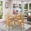East West Furniture CFQU5-OAK-W 5 Piece Counter Height Pub Set Includes a Square Dining Table and 4 Dining Room Chairs, 42x42 Inch, Oak view 2