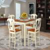 East West Furniture VNKE5-WHI-W 5 Piece Kitchen Counter Set Includes a Square Dining Table and 4 Dining Room Chairs, 36x36 Inch, Buttermilk & Cherry view 2