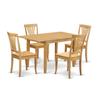 East West Furniture NOAV5-OAK-W 5 Piece Dining Room Table Set Includes a Rectangle Kitchen Table with Butterfly Leaf and 4 Dining Chairs, 32x54 Inch, Oak view 1
