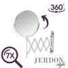 JERDON Two-Sided Wall-Mounted Makeup Mirror - Makeup Mirror with 7X Magnification & Scissor Bracket - 8-inch Diameter Mirror with Chrome Finish Wall Mount - Model JP2027C view 3