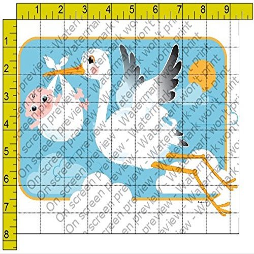 1/2 Sheet - Stork Baby Shower - Edible Cake/Cupcake Party Topper - D207