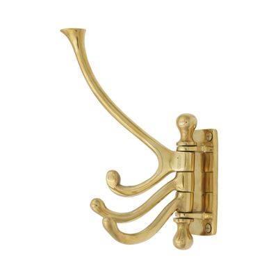 The King's Bay Three Arm Swivel Coat Hook in Polished Brass