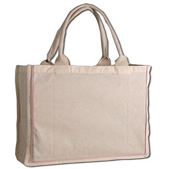 Color Stripes Stylish Shopping Bag, 100% Cotton Sheeting. Full side and bottom gusset. (3, LIGHT PINK)