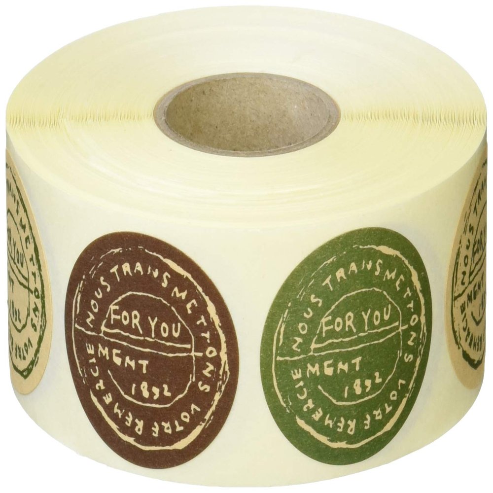 (Heads) Provence PRV-1RS Gift Stickers, Natural, Rolled (500 Stickers)
