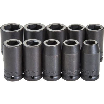 3/4" Drive 10 Piece Impact Socket Set - 6 Point