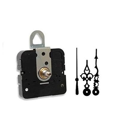 Takane Quartz Clock Movement Mechanism with 3" Serpentine Hands and Black Second Hand, U.S.A. Made (11/16" Threaded Shaft for dials up to 1/2" Thick)