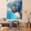 Ambesonne Hawaiian Tapestry, Na Pali Coast on Kauai Island on Hawaii Sunny Day Seaside Mountain Skyline, Wall Hanging for Bedroom Living Room Dorm Decor, 60" X 80", Blue Green Brown view 1