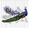 Ambesonne Peacock Shower Curtain, Male Peacock Feathers Springtime Wilderness Crowned Majestic Animal Pattern, Cloth Fabric Bathroom Decor Set with Hooks, 69" W x 84" L, Night Blue Charcoal Grey view 2