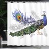 Ambesonne Peacock Shower Curtain, Male Peacock Feathers Springtime Wilderness Crowned Majestic Animal Pattern, Cloth Fabric Bathroom Decor Set with Hooks, 69" W x 84" L, Night Blue Charcoal Grey view 3