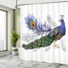 Ambesonne Peacock Shower Curtain, Male Peacock Feathers Springtime Wilderness Crowned Majestic Animal Pattern, Cloth Fabric Bathroom Decor Set with Hooks, 69" W x 84" L, Night Blue Charcoal Grey view 4