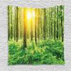 Ambesonne Woodland Tapestry, Forest Springtime Freshness Theme Foliage Sunbeams Sunrise Nature View Scene, Wall Hanging for Bedroom Living Room Dorm Decor, 60" X 80", Green Yellow view 1