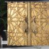 Ambesonne Moroccan Shower Curtain, Main Gates of Royal Palace in Marrakesh Morocco Travel Tourist Attraction Photo, Cloth Fabric Bathroom Decor Set with Hooks, 69" W x 75" L, Pale Brown view 3