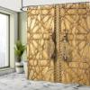 Ambesonne Moroccan Shower Curtain, Main Gates of Royal Palace in Marrakesh Morocco Travel Tourist Attraction Photo, Cloth Fabric Bathroom Decor Set with Hooks, 69" W x 75" L, Pale Brown view 4
