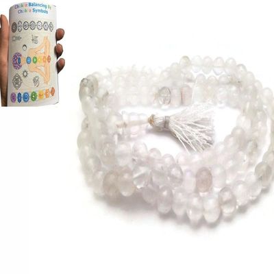 Quartz Crystal Diamond Cut (108+1) Beads 6-7mm Hand Knotted Mala Beads