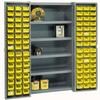 Global Industrial Deep Door Bin Cabinet, Includes 96 Yellow Plastic Bins, Padlockable Steel Cabinet, 38"W x 24"D x 72"H, for Tool and Parts Storage, Ships Assembled view 1
