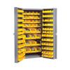 Global Industrial Deep Door Bin Cabinet, Includes 144 Yellow Plastic Bins, Padlockable Steel Cabinet, 38" W x 24" D x 72" H, for Tool and Parts Storage, Assembly Required view 1
