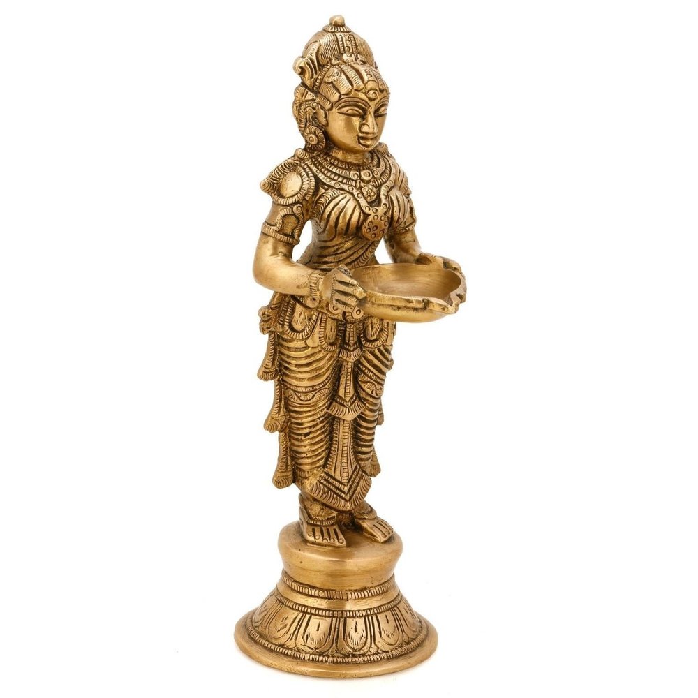 AapnoCraft Indian Village Woman Sculpture Handmade Lady Statue 11" Wooden Art Decor Showpiece Home & Garden Decoration Gifts