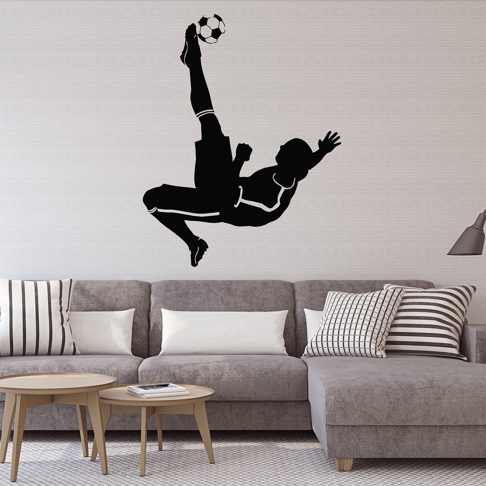 Vinyl Decal Soccer Player Kids Room Boys Decor Sports Art Wall Stickers (ig2955) Orange