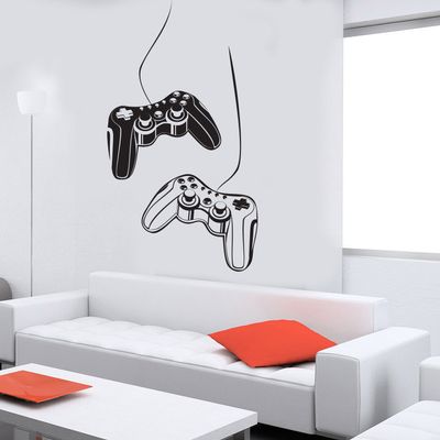 Joystick Wall Decal Gamer Video Game Play Room Kids Vinyl Stickers Art (ig2532) L 28.5 in X 44.5 in Brown
