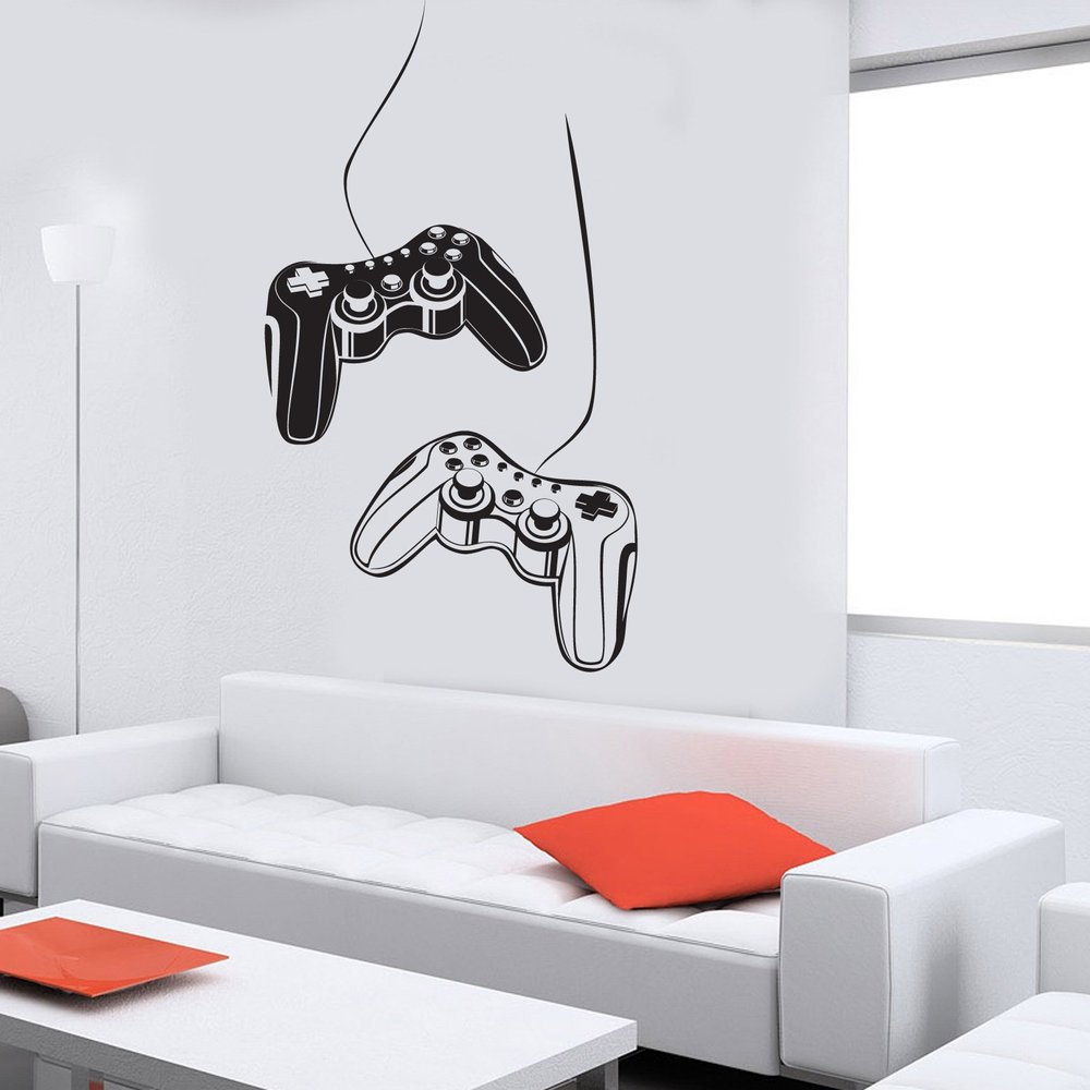 Joystick Wall Decal Gamer Video Game Play Room Kids Vinyl Stickers Art (ig2532) L 28.5 in X 44.5 in Brown