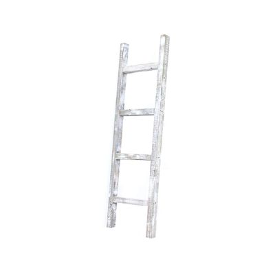 BARNWOODUSA Rustic Farmhouse Decorative Ladder - Our 47 inch Ladder can be Mounted Horizontally or Vertically and is Crafted from Refurbished Wood No Assembly Required White