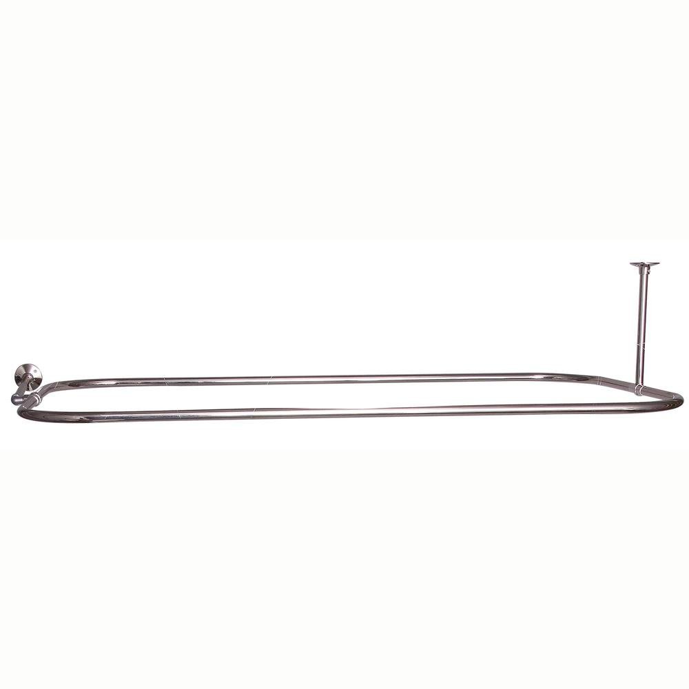 Barclay 4152-48-PN 48 inch Rectangular Shower Rod, with Side Support, Polished Nickel,