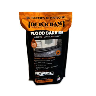 Quick Dam QD65-1 Water-Activated Flood Barrier-5 Feet-1/Pack, 5-ft, Black