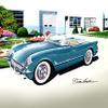 1954 CORVETTE - PENNANT BLUE - ART PRINT POSTER BY ARTIST DANNY WHITFIELD - SIZE 20 x 24 view 1