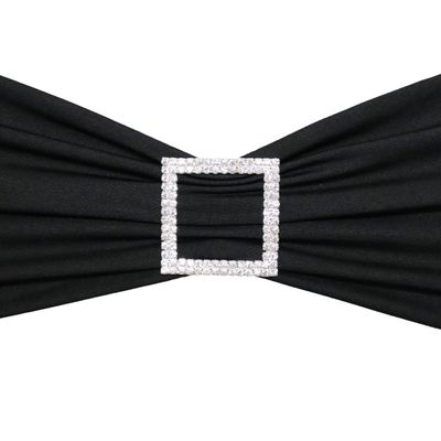 YOUR CHAIR COVERS - 10 Pack Silver Square Rhinestone Chair Sash Buckle