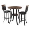 Powell Linon Franklin 3 PCE Pub Table Set Faux Leather Wood Top & Shelf in Umber Brown view 1