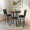 Powell Linon Franklin 3 PCE Pub Table Set Faux Leather Wood Top & Shelf in Umber Brown view 2