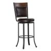Powell Linon Franklin 3 PCE Pub Table Set Faux Leather Wood Top & Shelf in Umber Brown view 3