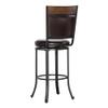Powell Linon Franklin 3 PCE Pub Table Set Faux Leather Wood Top & Shelf in Umber Brown view 4