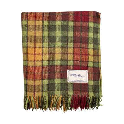 The Scotland Kilt Company Scottish Throw Large Wool Tartan Rug in Buchanan Autumn - Warm Picnic Travel Blanket - 60 x 70