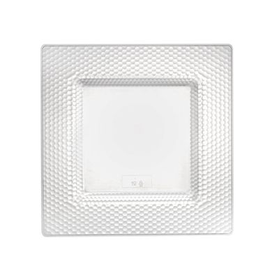Party Essentials N151021 Honeycomb Square Plates, 10.75", Clear (Pack of 120)