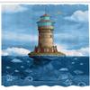 Ambesonne Lighthouse Shower Curtain, Lighthouse Seagulls Birds Architecture Maritime Reef Fish Undersea Scenic View, Cloth Fabric Bathroom Decor Set with Hooks, 69" W x 75" L, Brown Aqua view 2