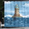 Ambesonne Lighthouse Shower Curtain, Lighthouse Seagulls Birds Architecture Maritime Reef Fish Undersea Scenic View, Cloth Fabric Bathroom Decor Set with Hooks, 69" W x 75" L, Brown Aqua view 3