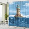 Ambesonne Lighthouse Shower Curtain, Lighthouse Seagulls Birds Architecture Maritime Reef Fish Undersea Scenic View, Cloth Fabric Bathroom Decor Set with Hooks, 69" W x 75" L, Brown Aqua view 4
