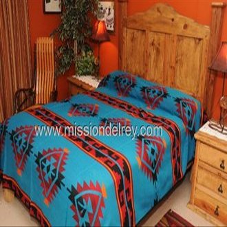 Mission Del Rey Western Bedding Collection - Tesuque Blue King 114"x96"