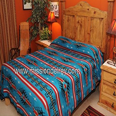 Mission Del Rey Western Bedding Collection - Maricopa Blue King 114"x96"