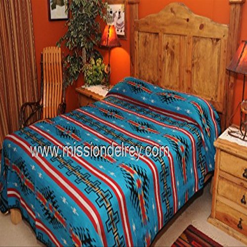Mission Del Rey Western Bedding Collection - Maricopa Blue King 114"x96"